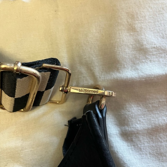 Adhorned Black Leather Crossbody Bag with Checkered Strap - Picture 5 of 5